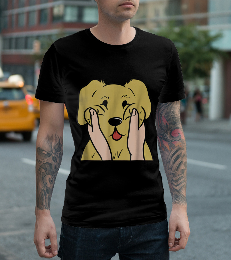 Golden Retriever Chubby Cheeks Cute Face Hands Playful Puppy T-Shirt