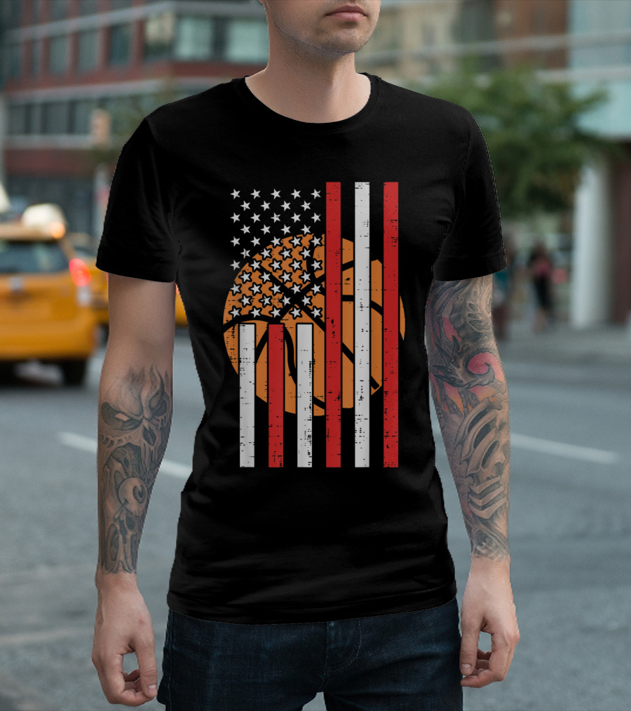 American Flag USA Basketball T-Shirt