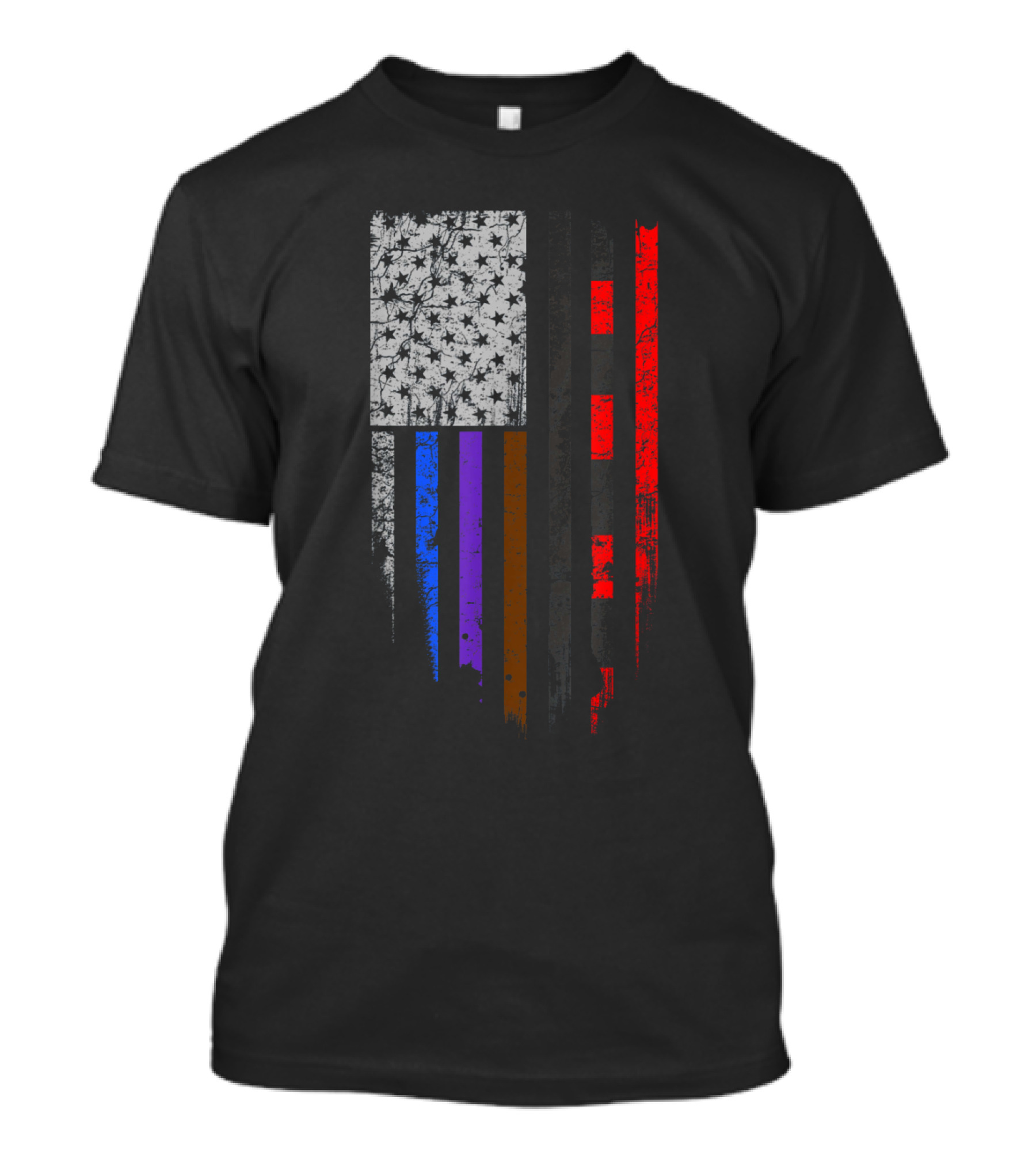 Jiu Jitsu Stars And Stripes Flag With BJJ Belt Colors Inspired T-Shirt