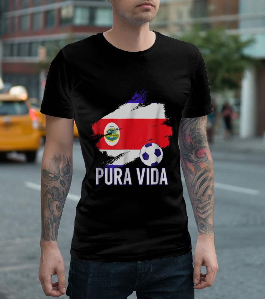 Pura Vida Costa Rica Soccer Flag Fan T-Shirt