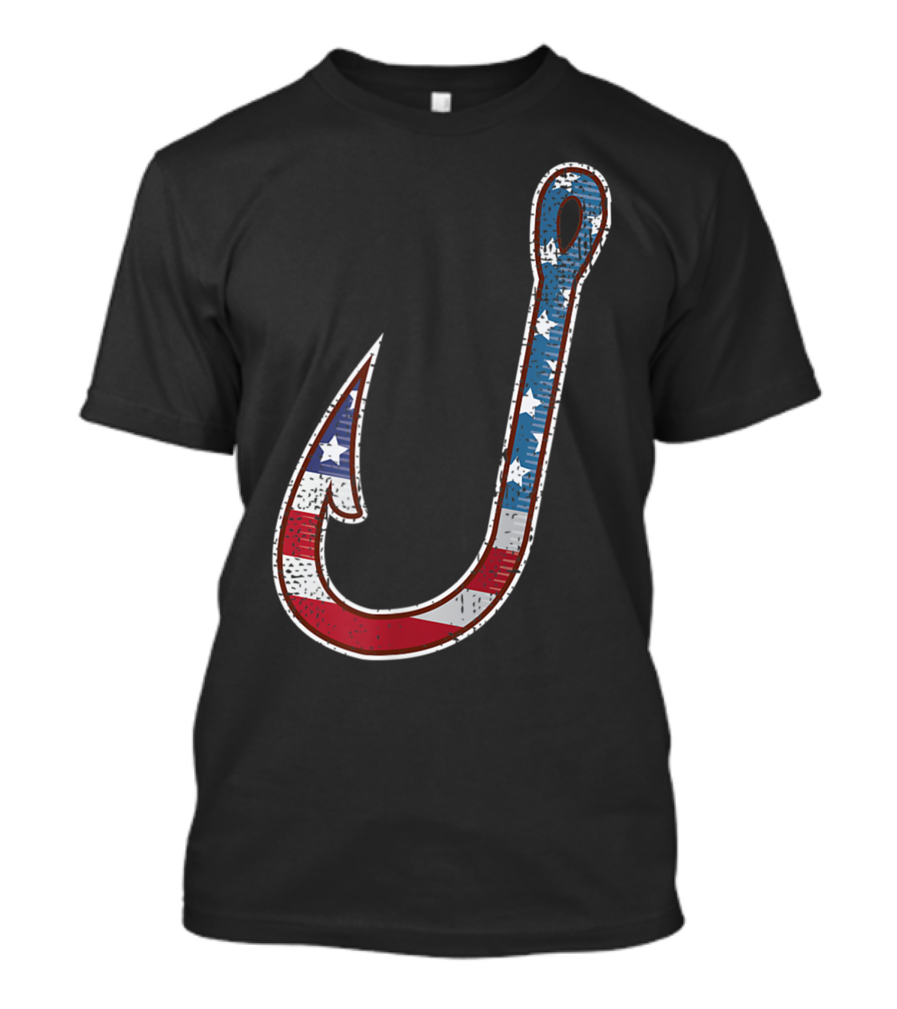 American Flag Patriotic Fish Hook USA T-Shirt