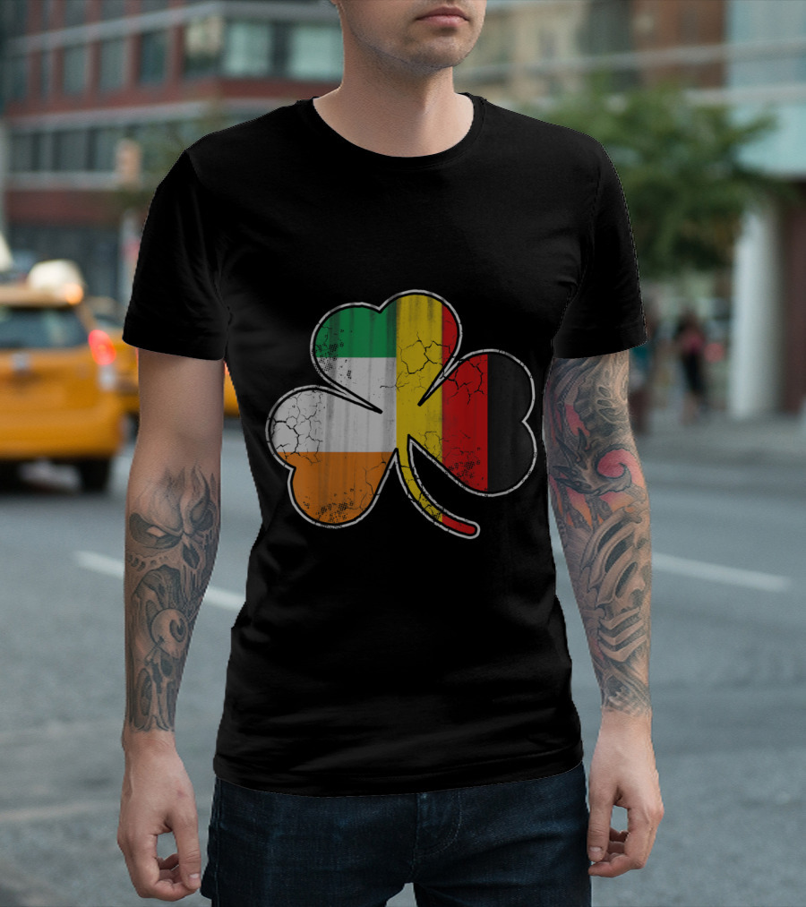 Irish German Flag Clover Shamrock Heritage T-Shirt