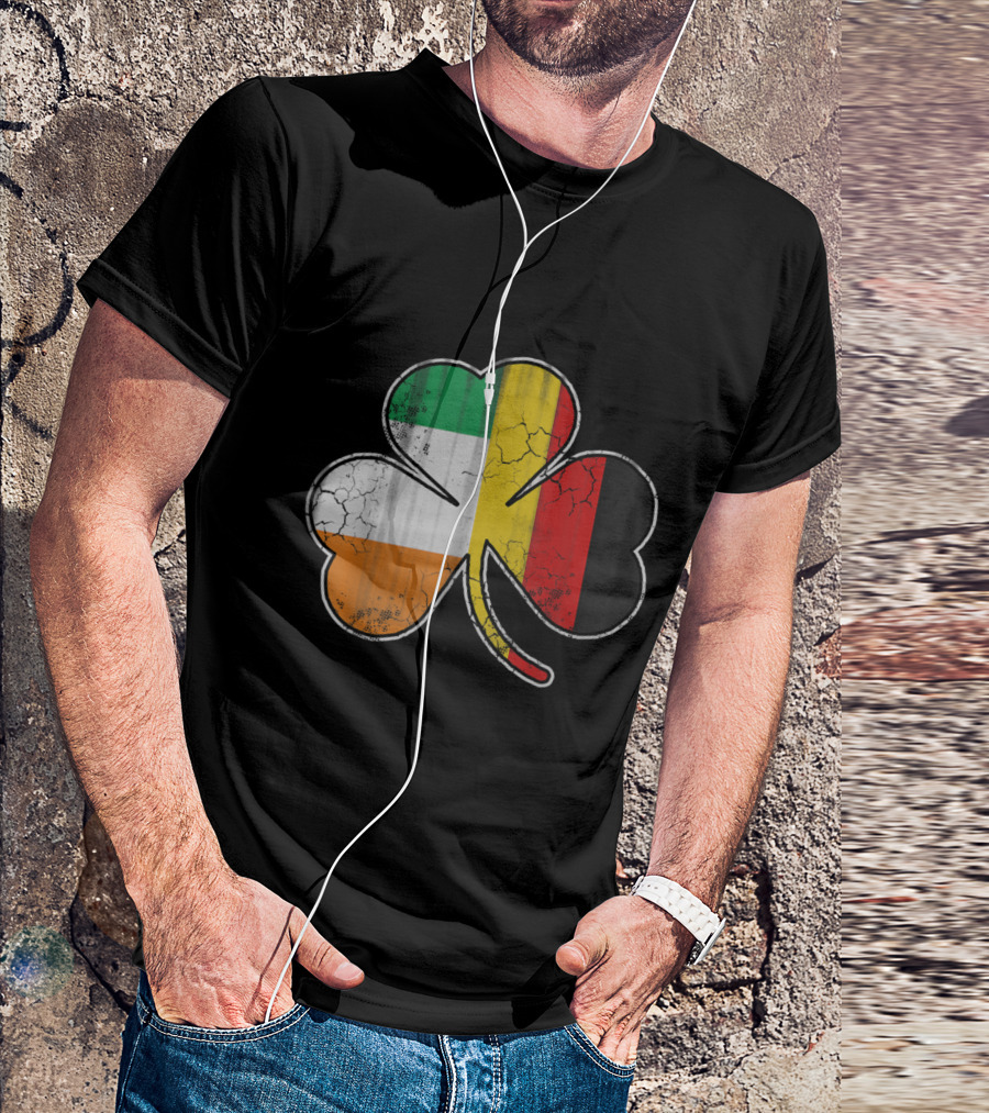 Irish German Flag Clover Shamrock Heritage T-Shirt