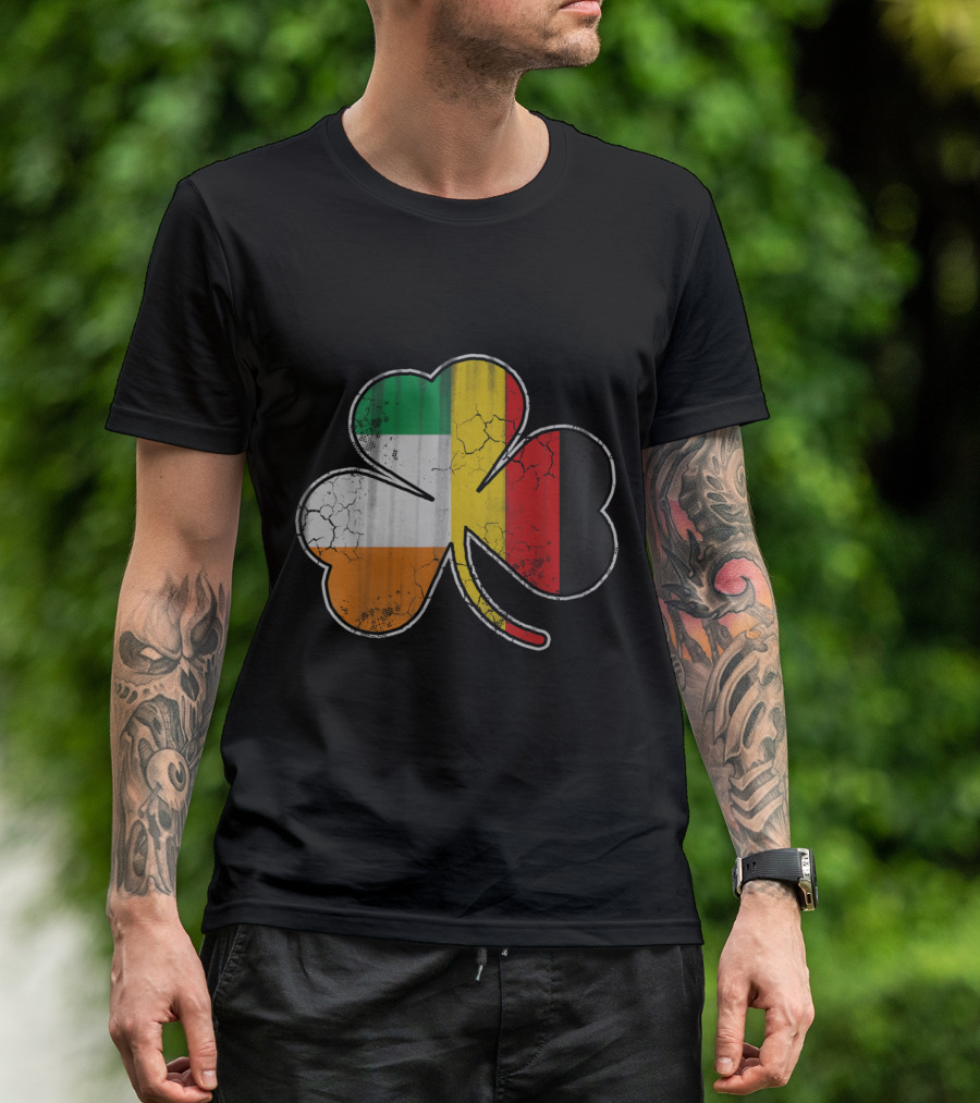 Irish German Flag Clover Shamrock Heritage T-Shirt