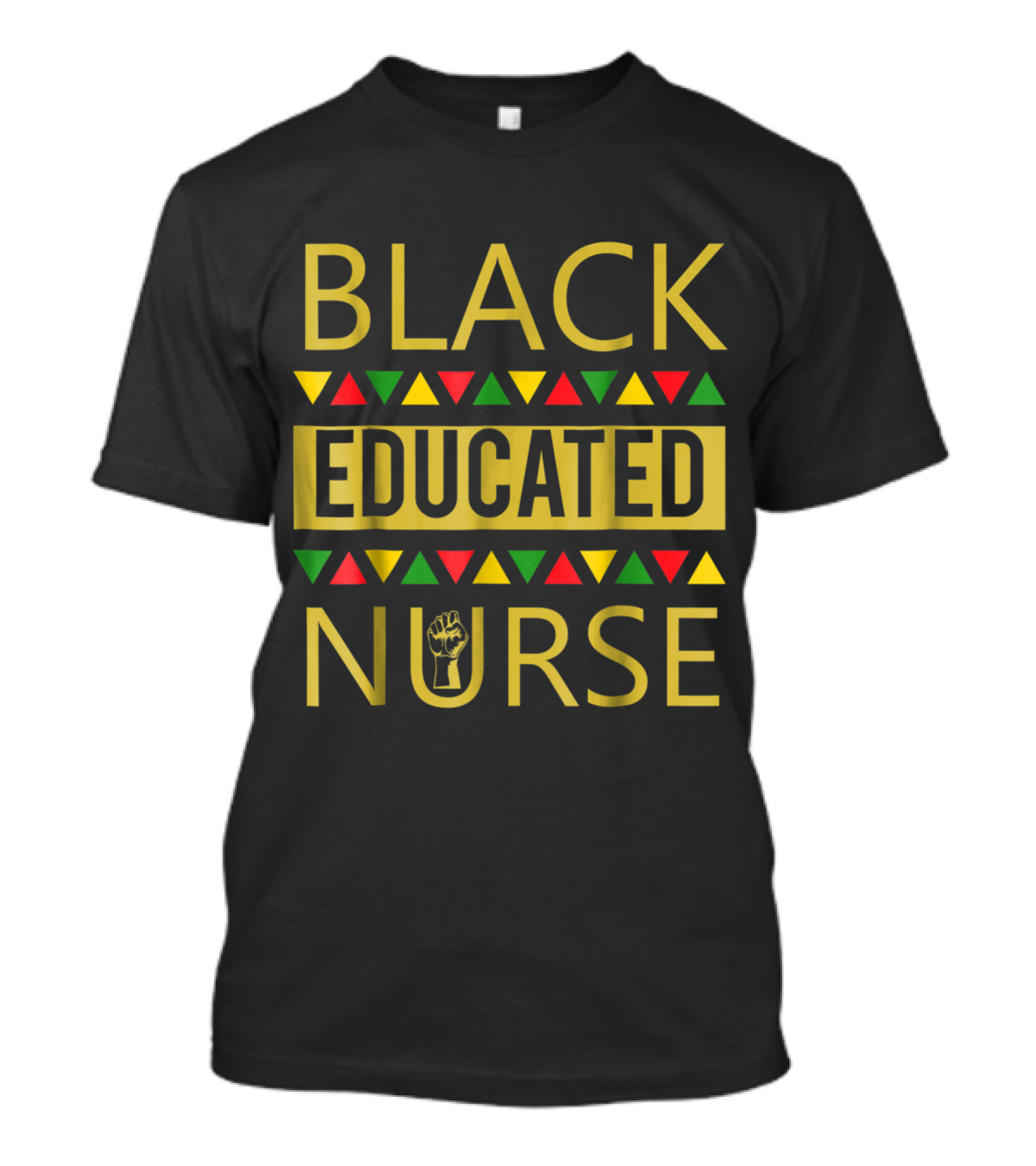 Black Educated Nurse African Pride Tri-Color T-Shirt