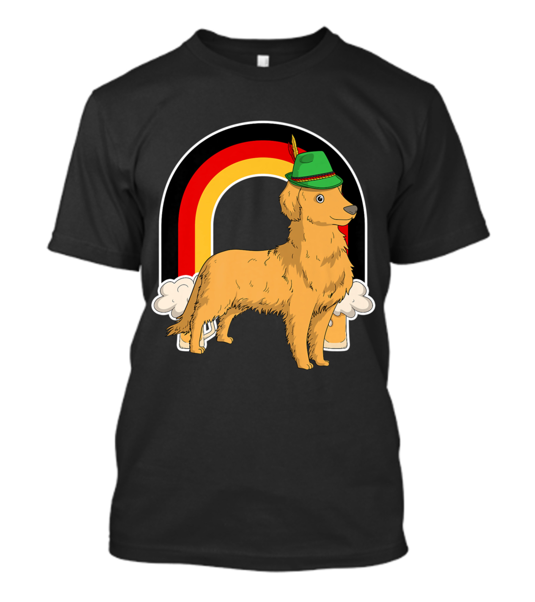 Golden Retriever Dog With German Hat Oktoberfest Beer Rainbow T-Shirt