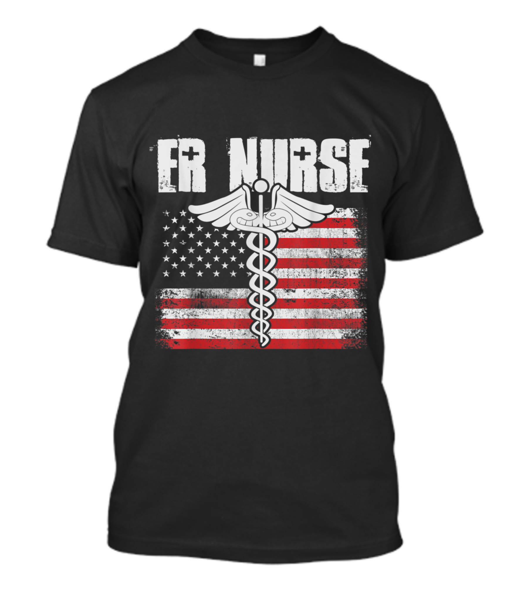ER Nurse American Flag Caduceus Symbol USA T-Shirt