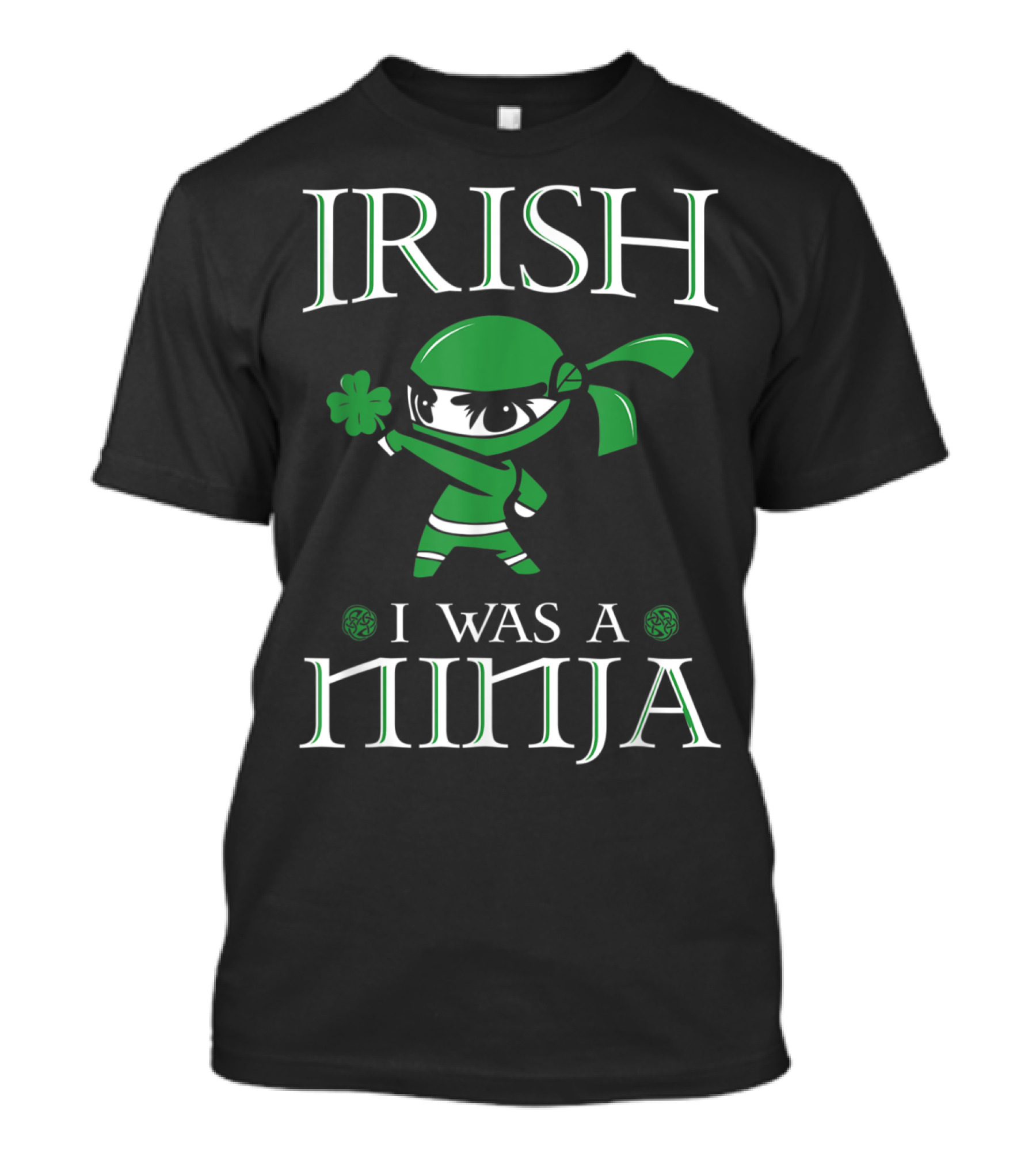 Irish Ninja Holding Shamrock Embracing Irish Identity T-Shirt