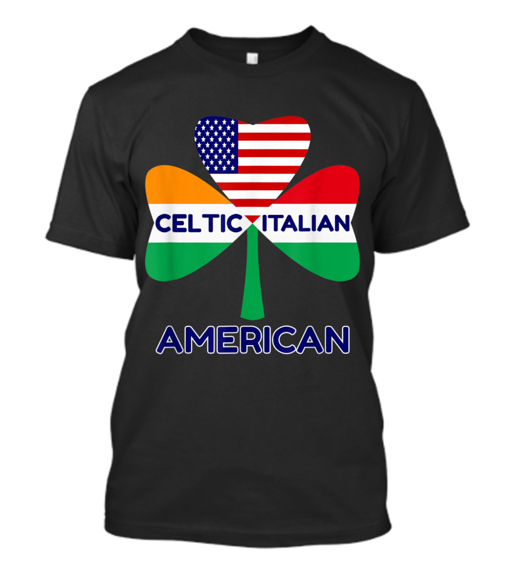 Celtic Italian American Flag Shamrock Heart T-Shirt