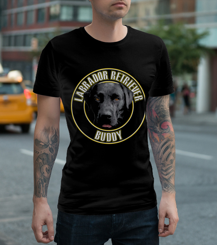 Labrador Retriever Buddy Face in Yellow Circle T-Shirt