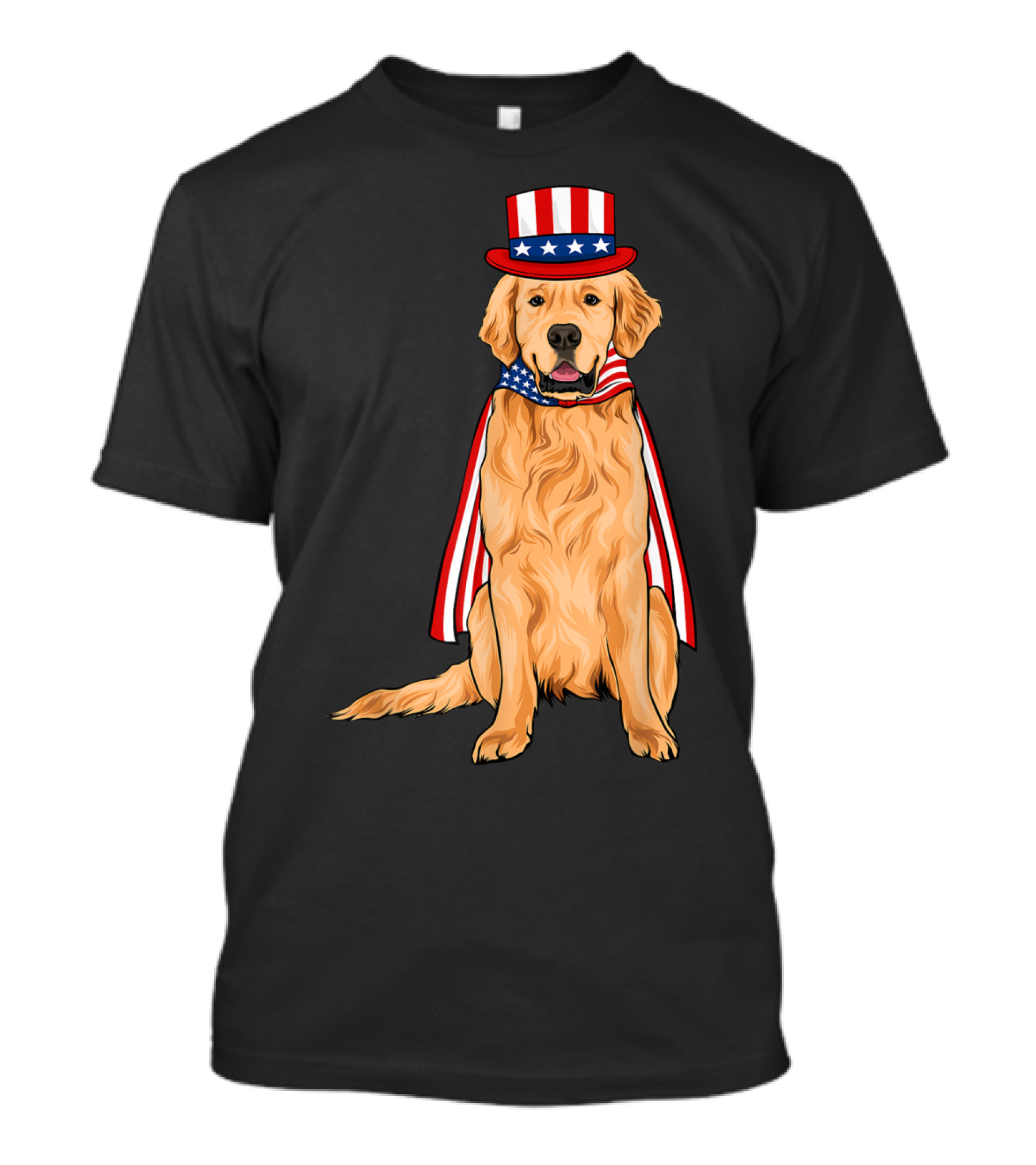 Golden Retriever Patriotic American Flag Costume T-Shirt