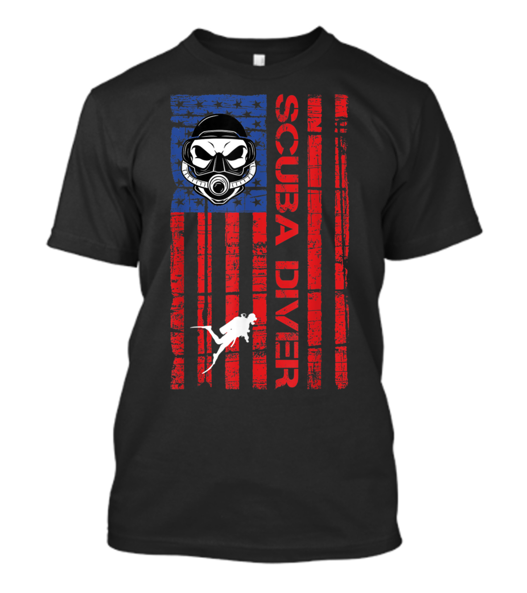 American Flag Scuba Diver Mask Stars And Stripes Ocean Scuba Diving T-Shirt