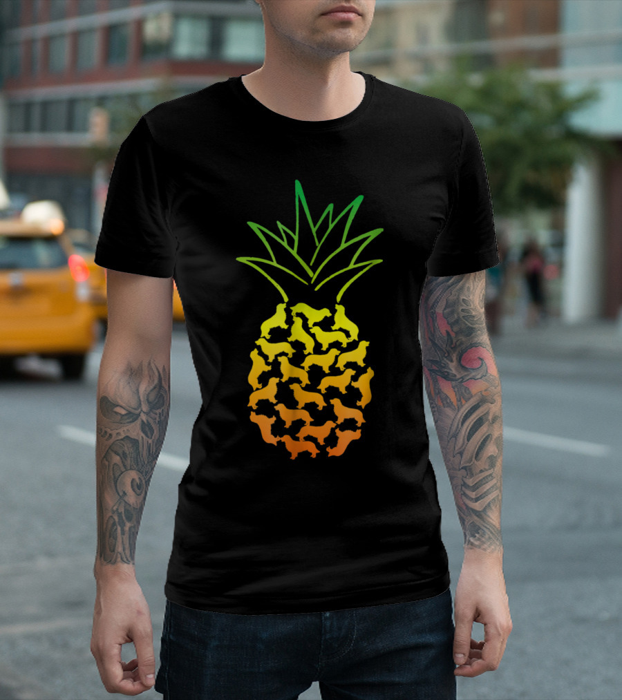 Golden Retriever Silhouette Pineapple T-Shirt