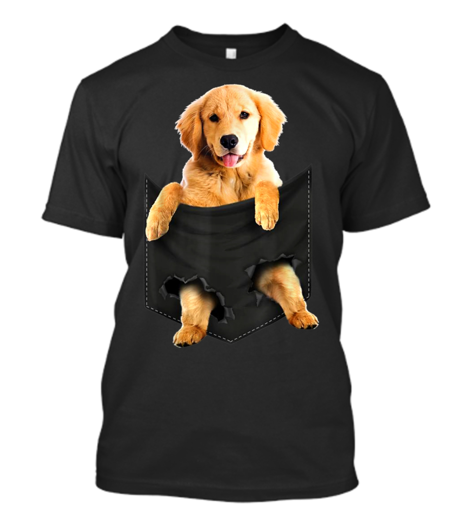Golden Retriever Peeking From Ripped Pocket Classic T-Shirt