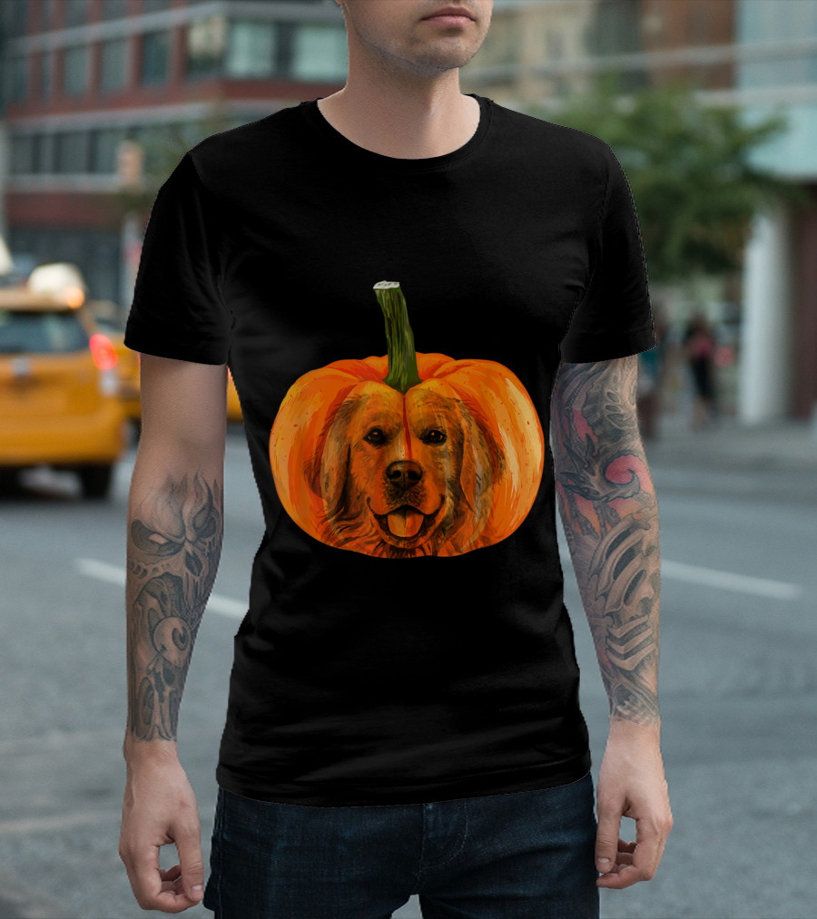 Golden Retriever Face Carved Pumpkin T-Shirt