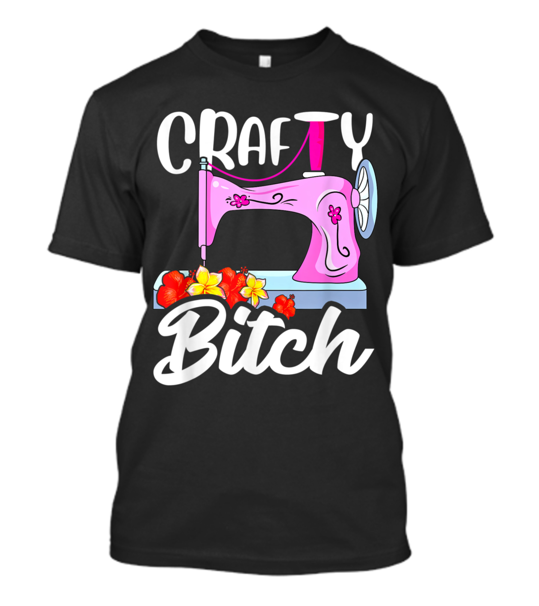 Crafty Bitch Sewing Machine With Floral T-Shirt