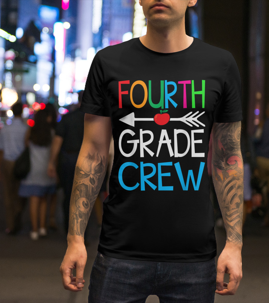 Fourth Grade Crew Funny Apple Arrow Back To School T-Shirt