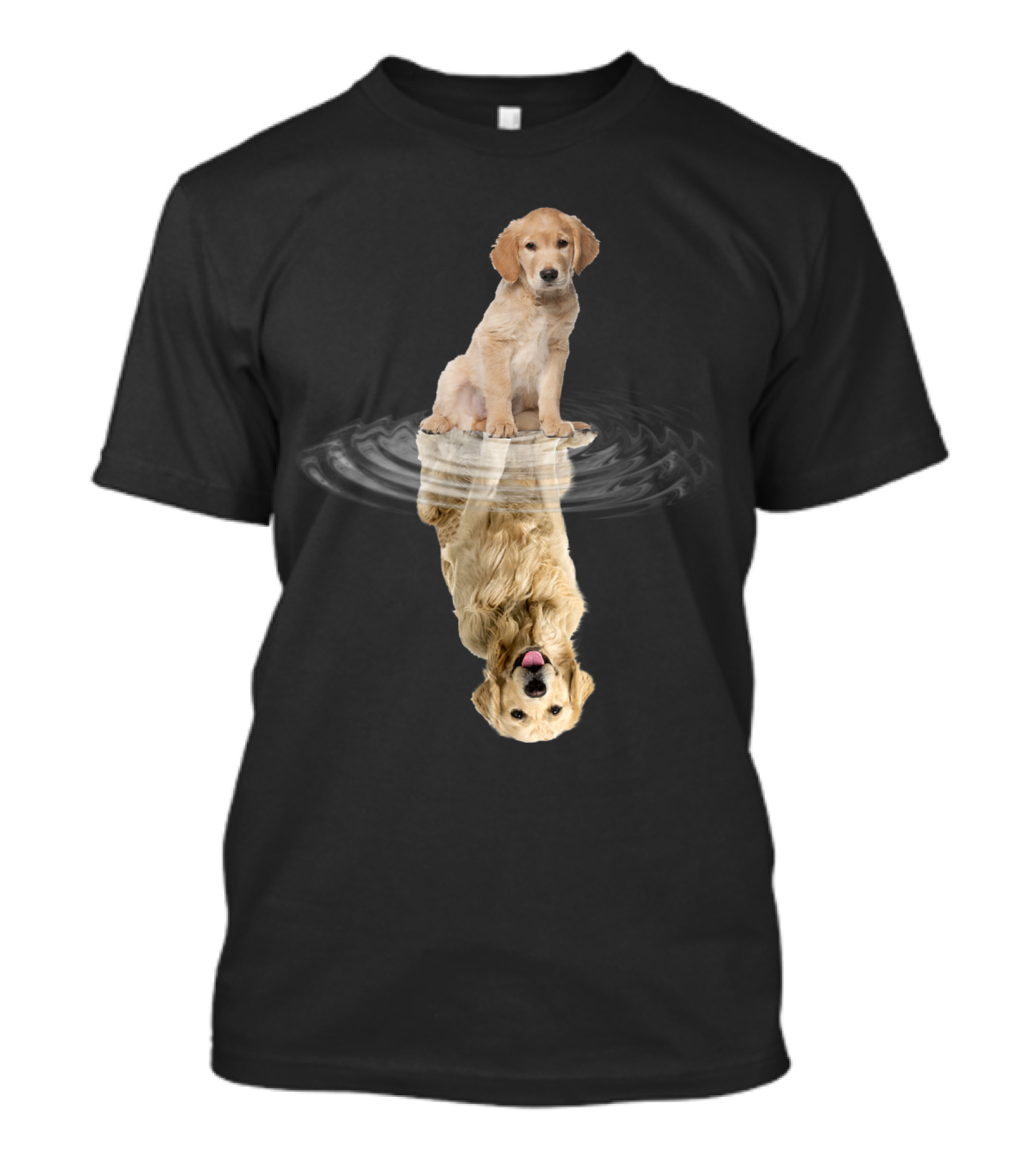 Golden Retriever Puppy Reflection In Water Ripple T-Shirt