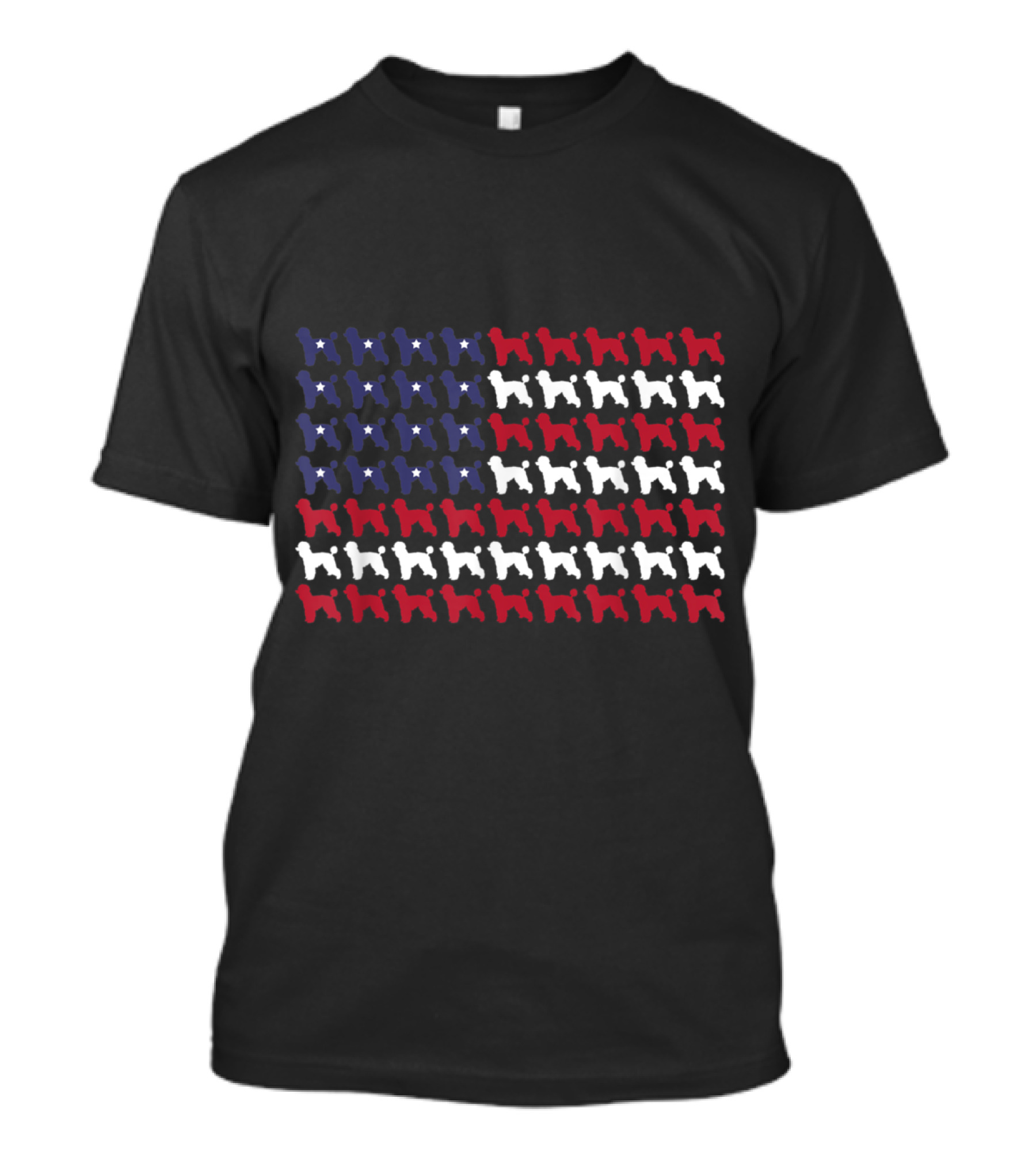 American Flag Poodle Silhouette Pattern For 4th Of July T-Shirt