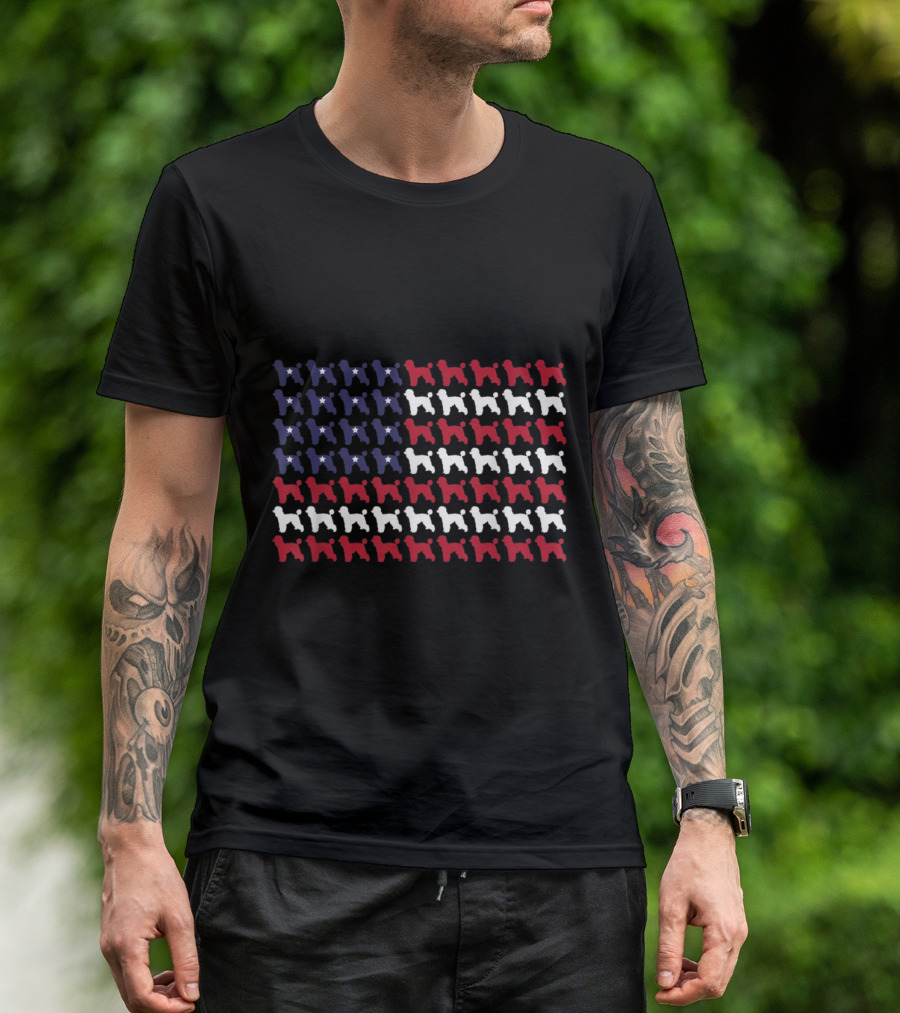 American Flag Poodle Silhouette Pattern For 4th Of July T-Shirt