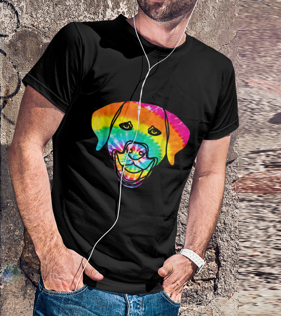 Golden Retriever Tie-Dye Rainbow Trippy Hippie T-Shirt