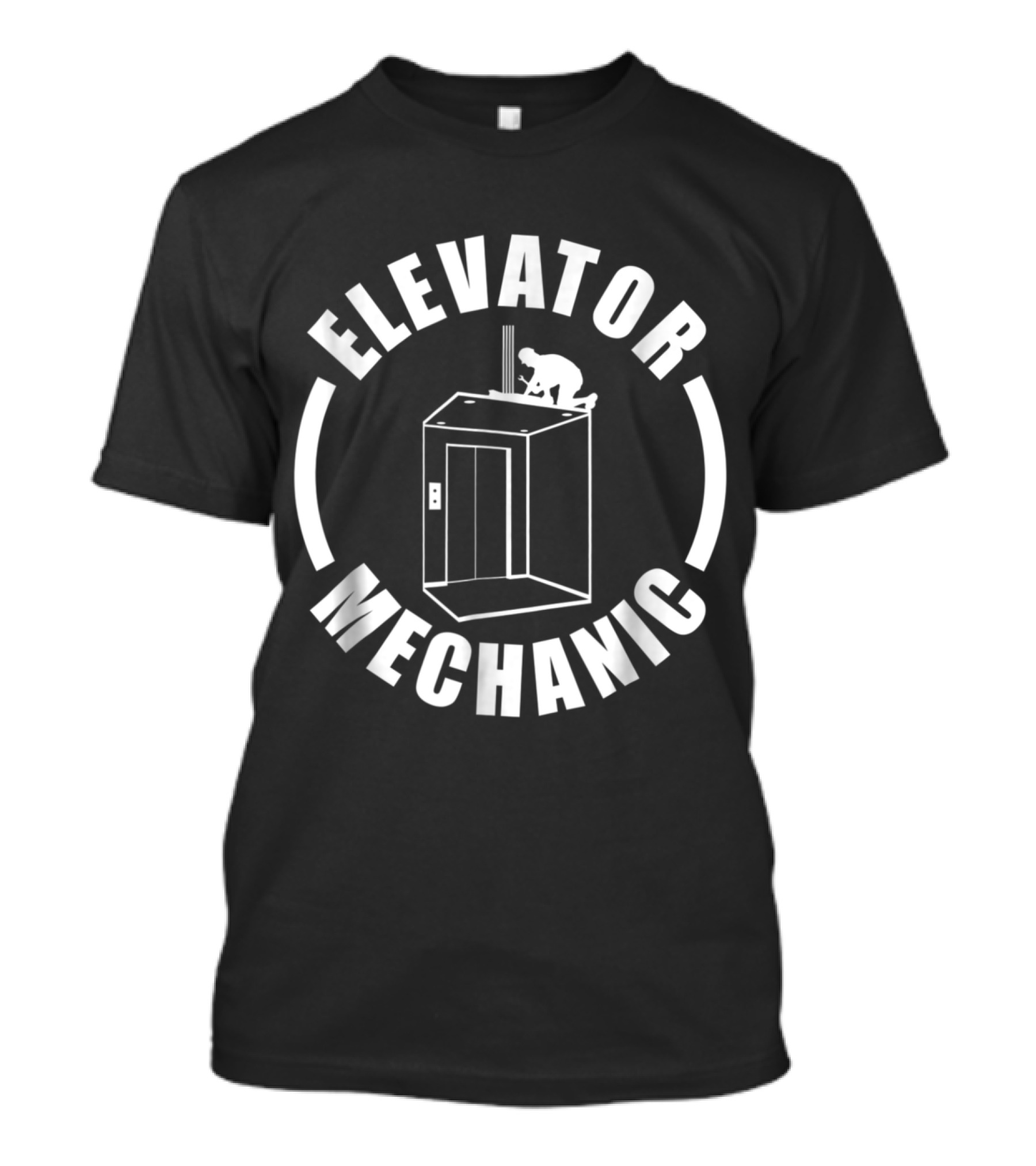 Elevator Mechanic Service Maintenance Icon With Worker Installation T-Shirt