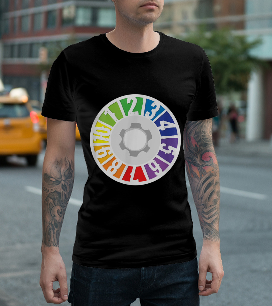 Colorful Number Wheel Spinner 1 to 10 Board Game Element T-Shirt
