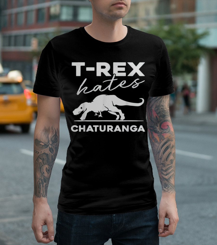 T Rex Hates Chaturanga Funny Dinosaur Yoga T-Shirt