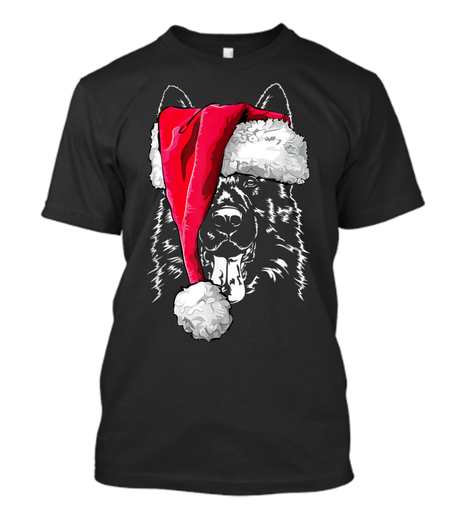 Funny German Shepherd Dog Wearing Santa Hat Christmas Humor T-Shirt
