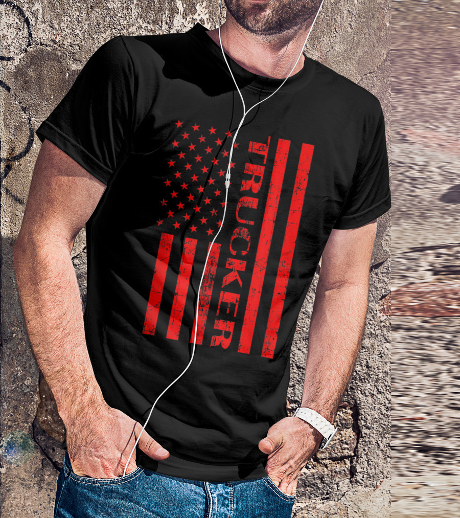American Flag Trucker Red T-Shirt