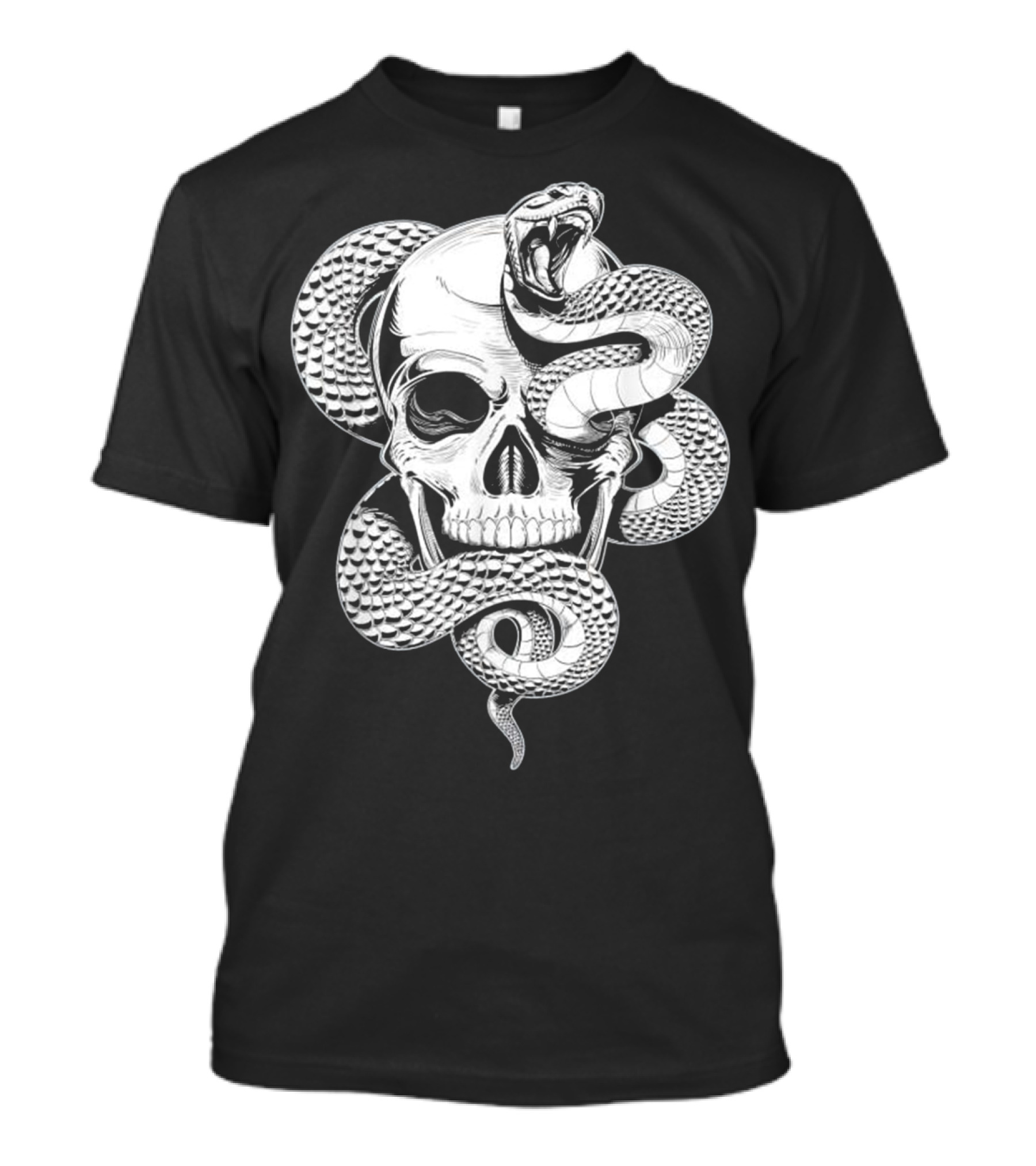 Snake Wrapped Around Skull Skeleton T-Shirt