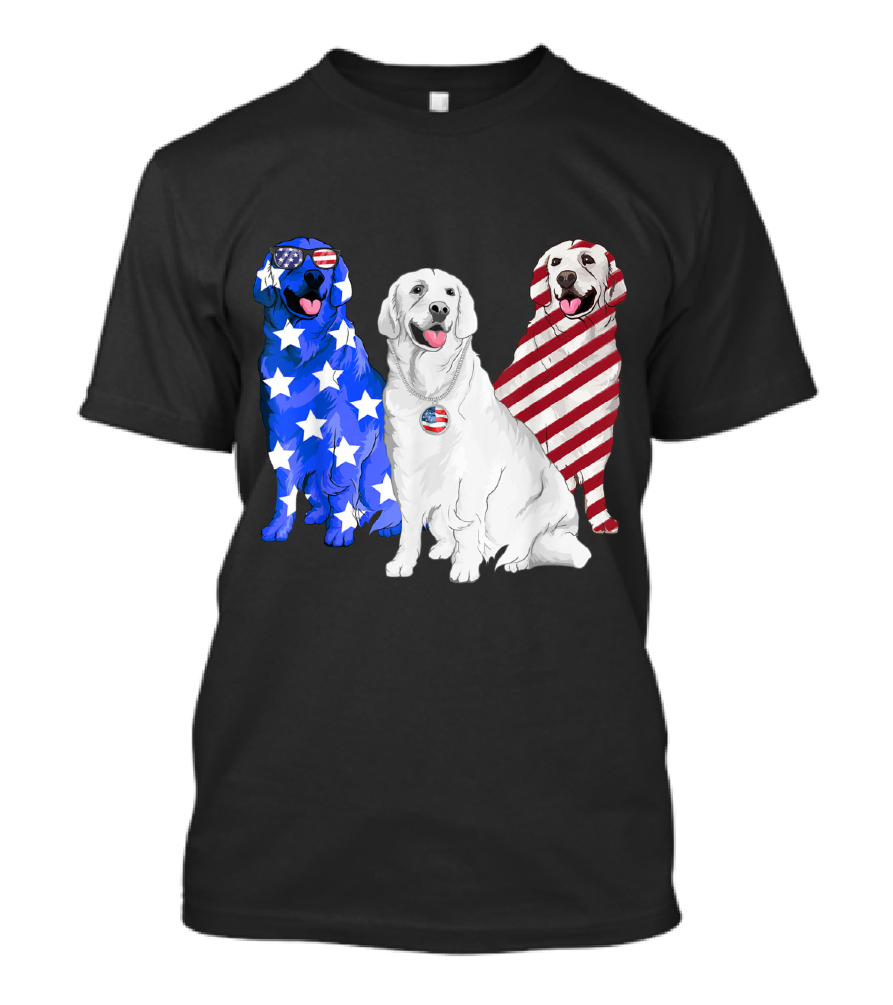 Patriotic American Flag USA Golden Retrievers 4th Of July T-Shirt