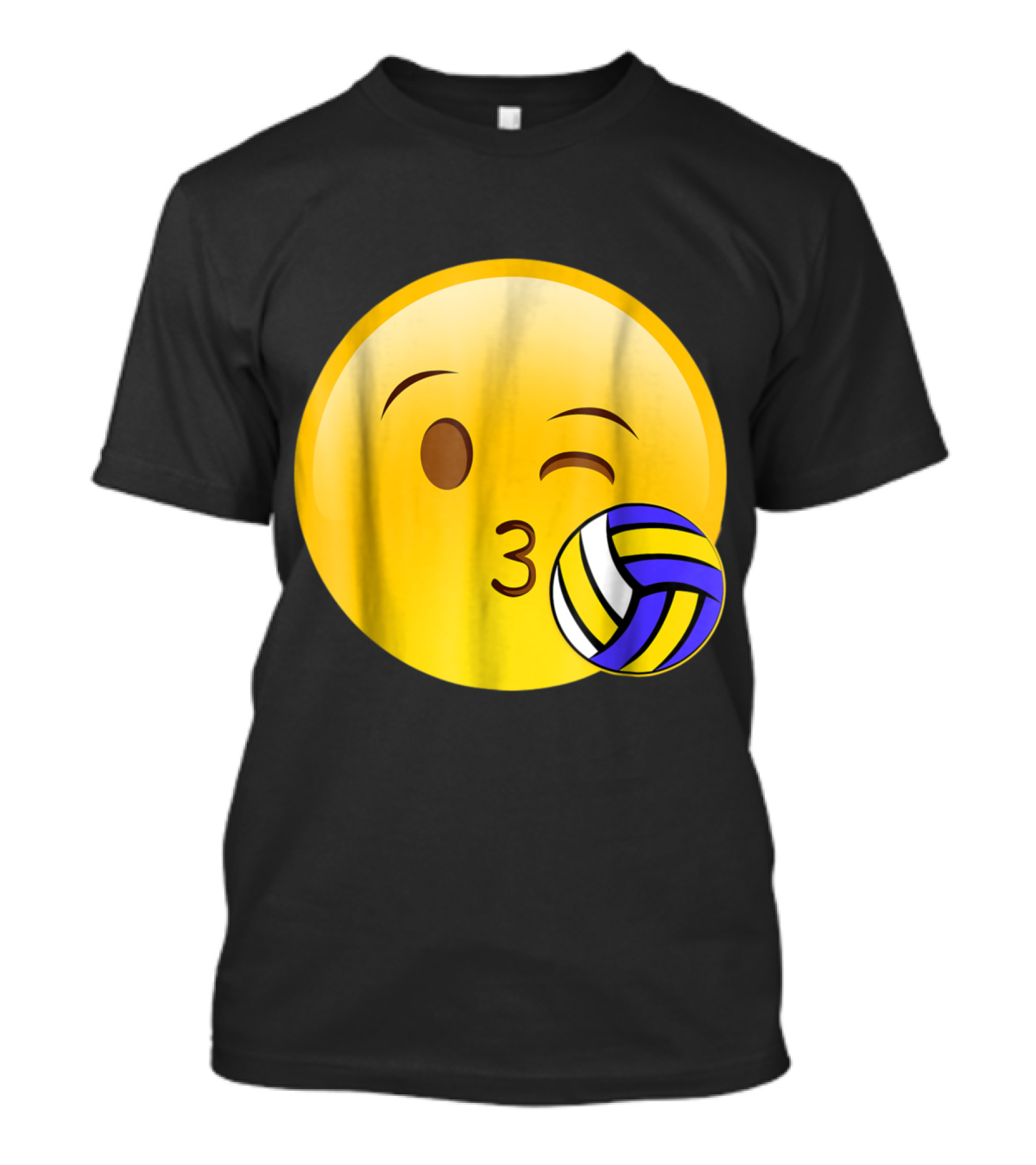 Winking Emoji Kiss With Volleyball Funny Cute Sport T-Shirt