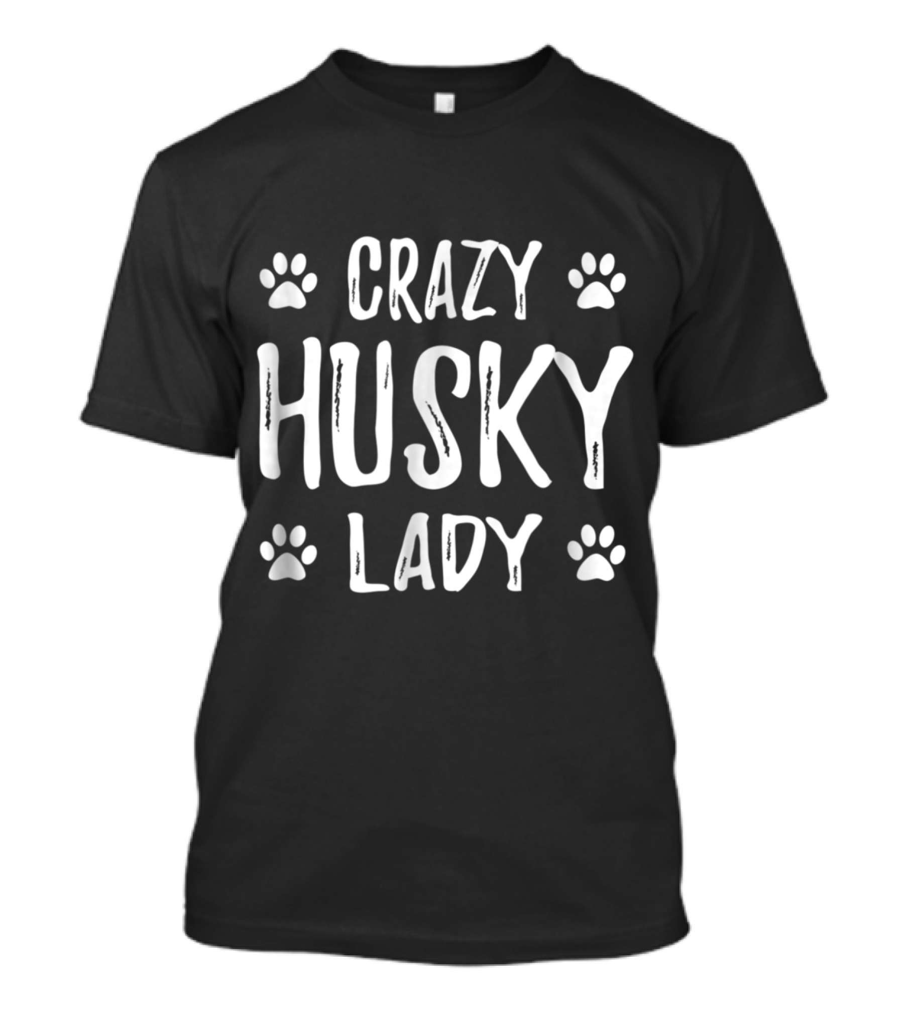 Crazy Husky Lady Cute Paw Prints Enthusiast T-Shirt
