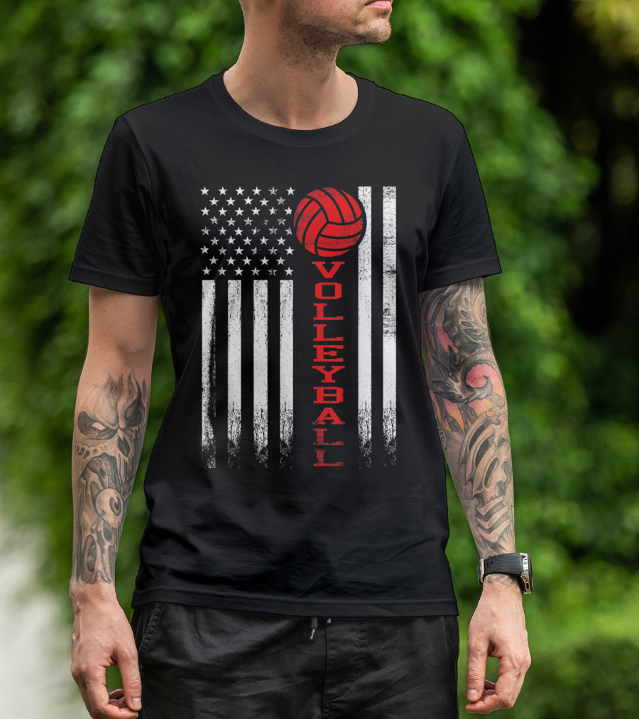 American Flag Volleyball Red Graphic Design For Girls Multicolor T-Shirt