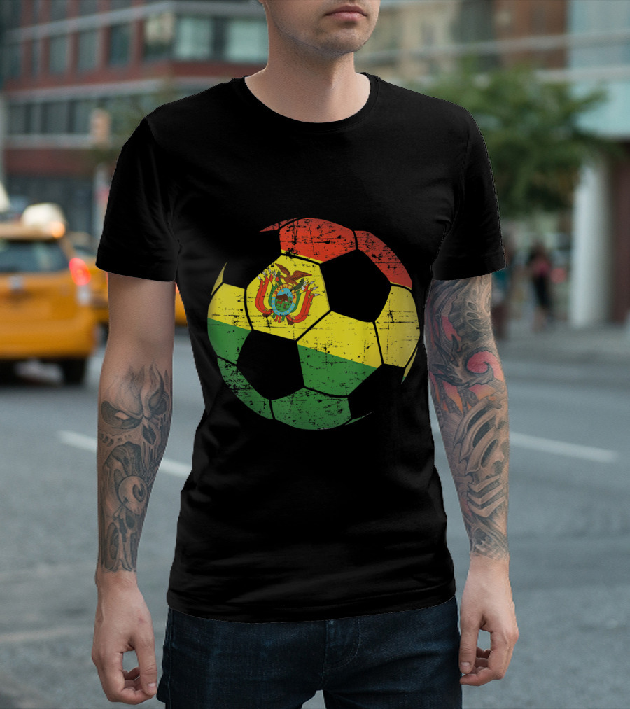 Bolivia Soccer Ball Flag Vintage Distressed Jersey T-Shirt