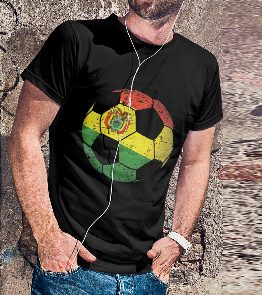 Bolivia Soccer Ball Flag Vintage Distressed Jersey T-Shirt