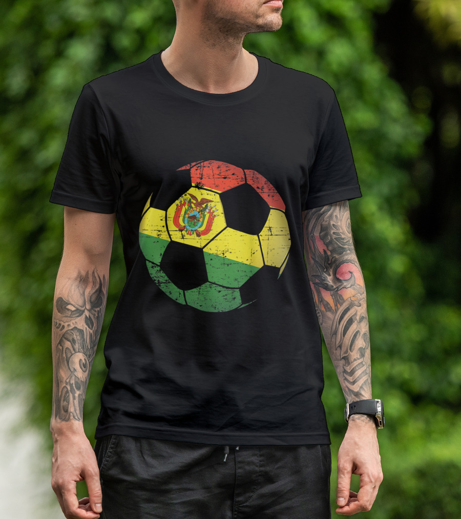 Bolivia Soccer Ball Flag Vintage Distressed Jersey T-Shirt