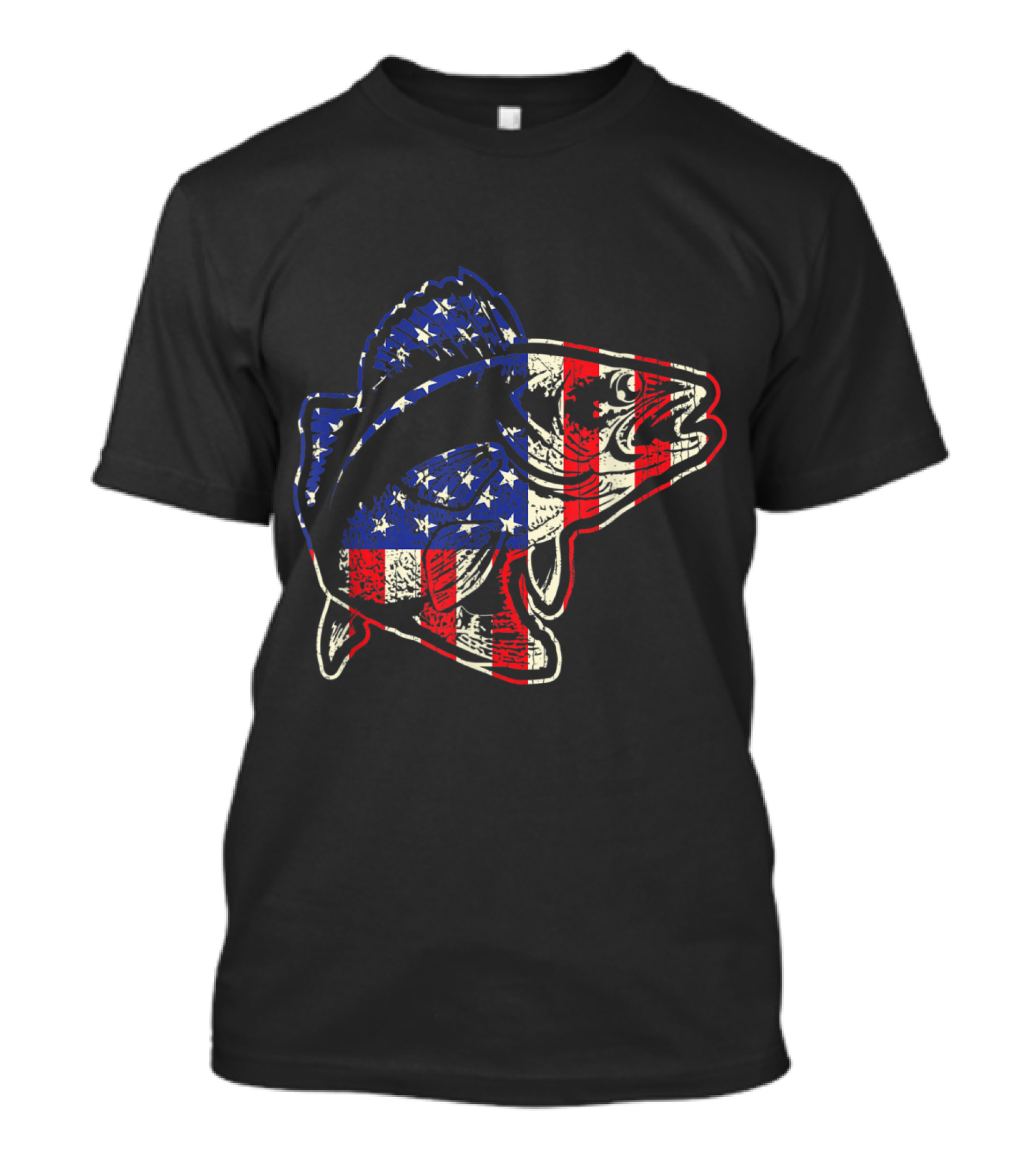 Patriotic American Flag Walleye Fish T-Shirt