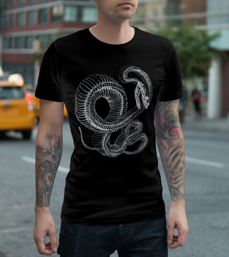 Snake Skeleton Spiral Reptile Anatomy T-Shirt