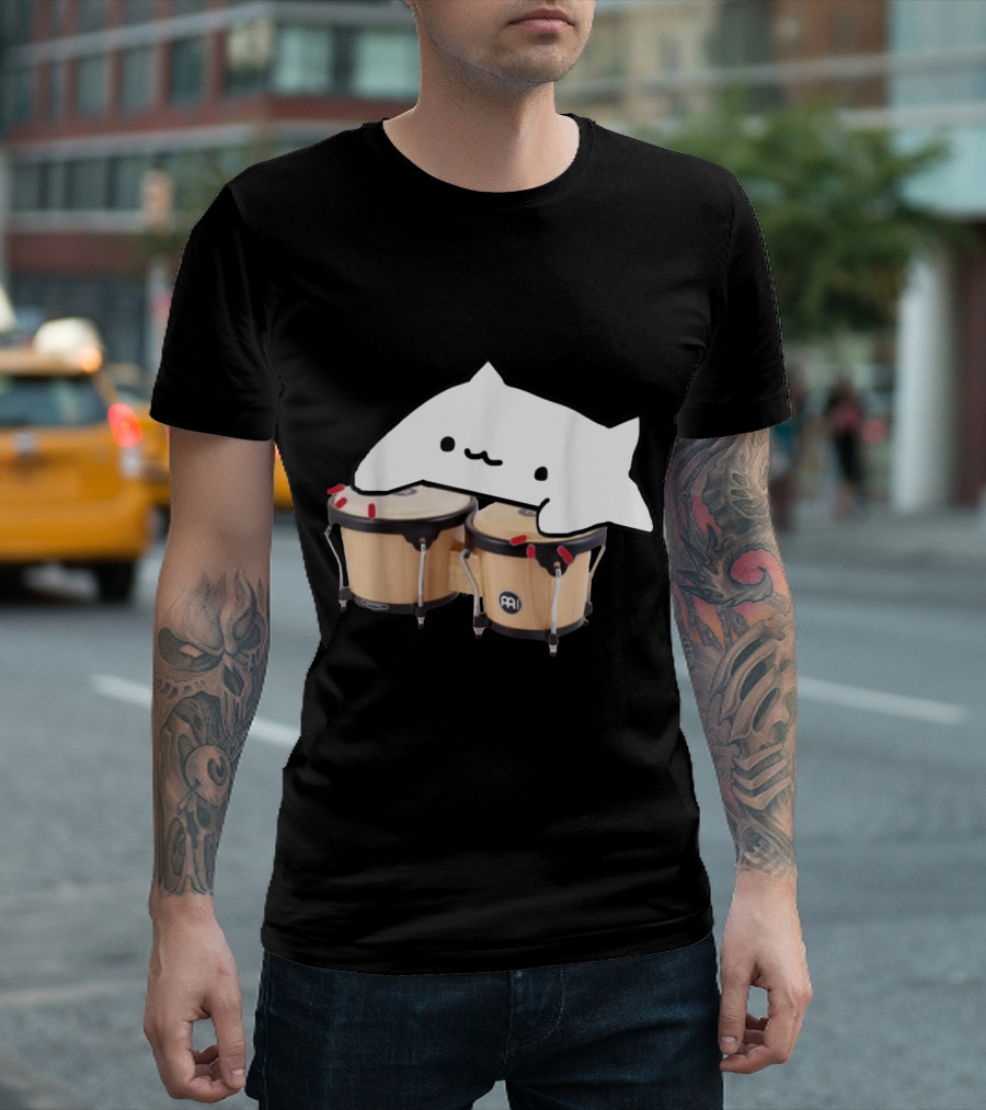 Bongo Cat Adorable Meme with Percussion Instrument Playfulness T-Shirt