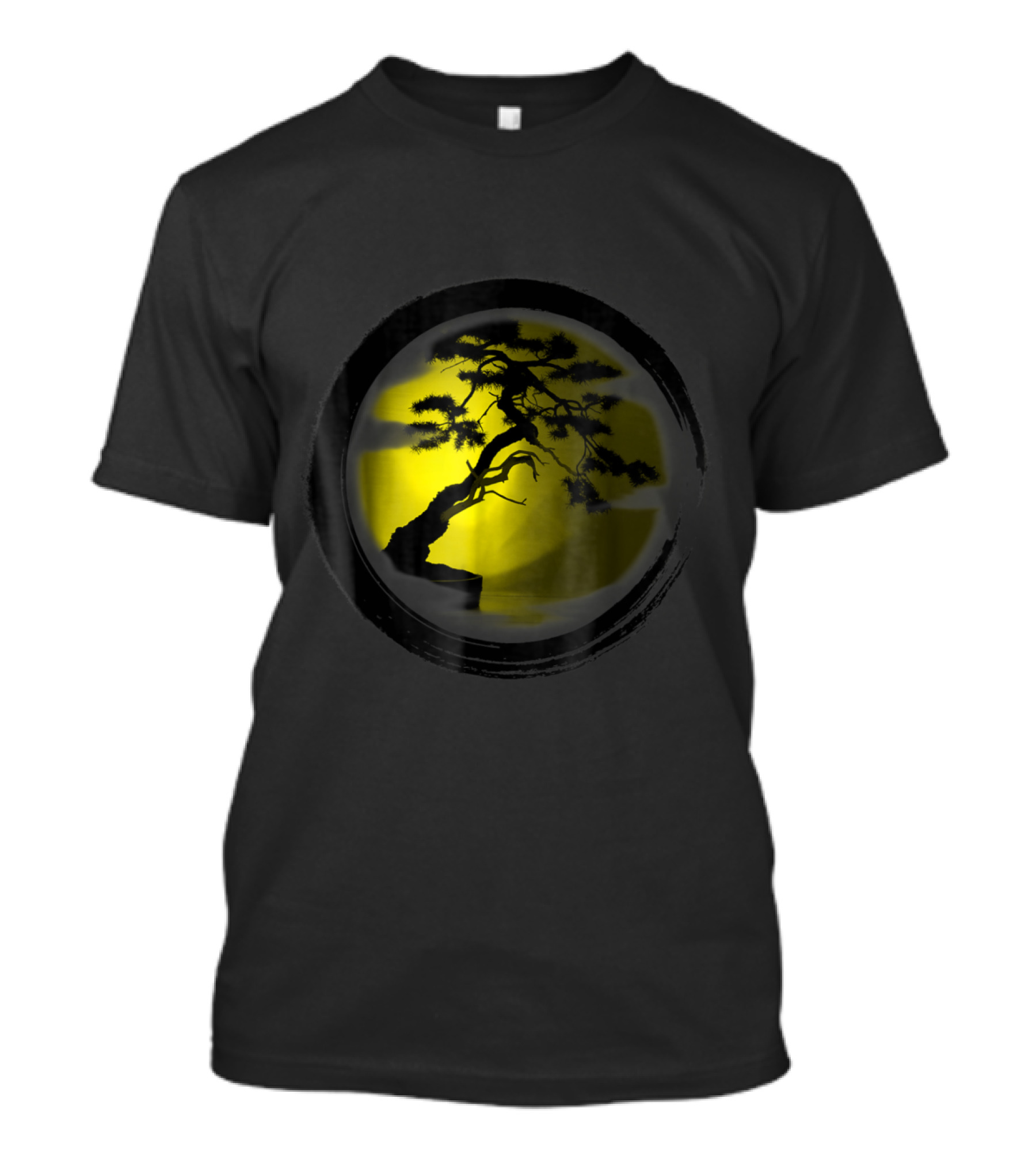 Bonsai Tree Moonlit Silhouette Yoga T-Shirt