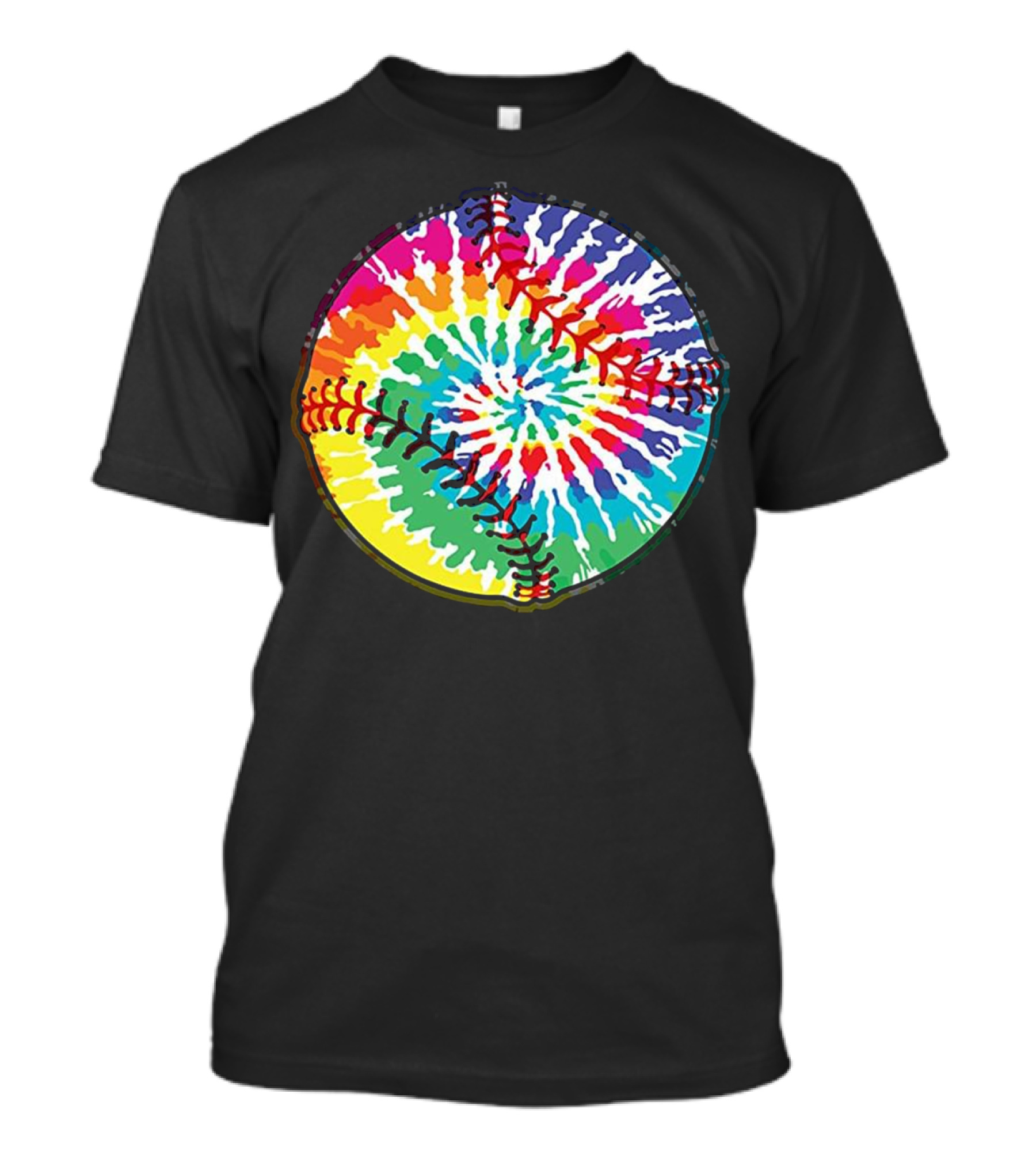 Tie Dye Colorful Baseball Softball Spiral T-Shirt