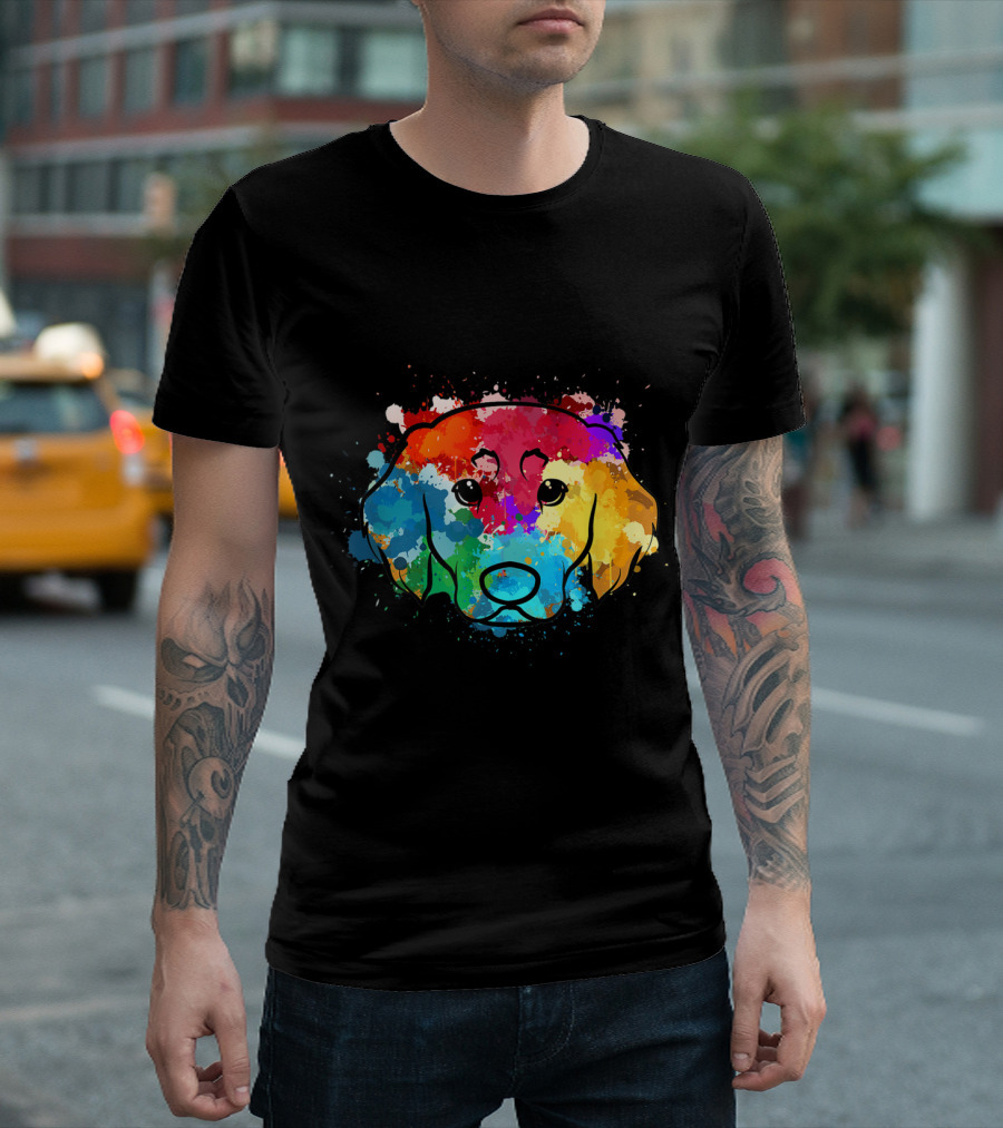Golden Retriever Colorful Watercolor Splash Art Dog T-Shirt