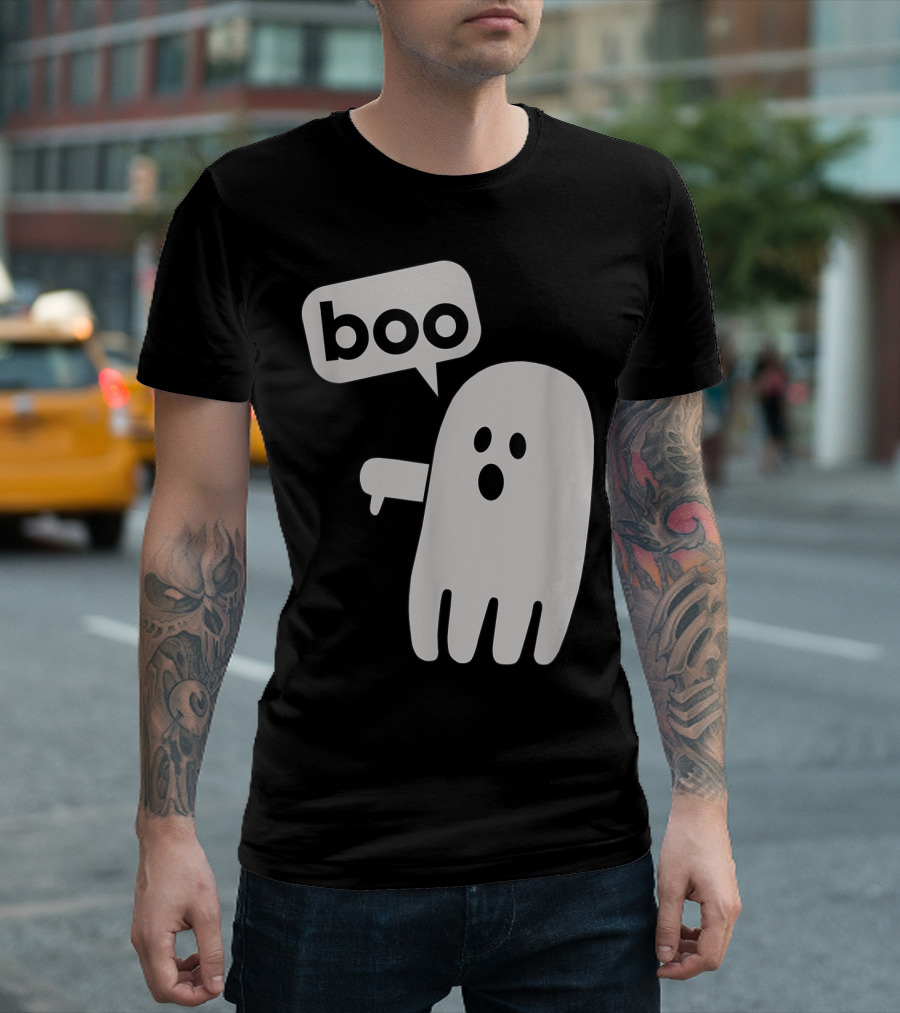 Boo Ghost Speech Bubble Thumbs Down Gesture T-Shirt