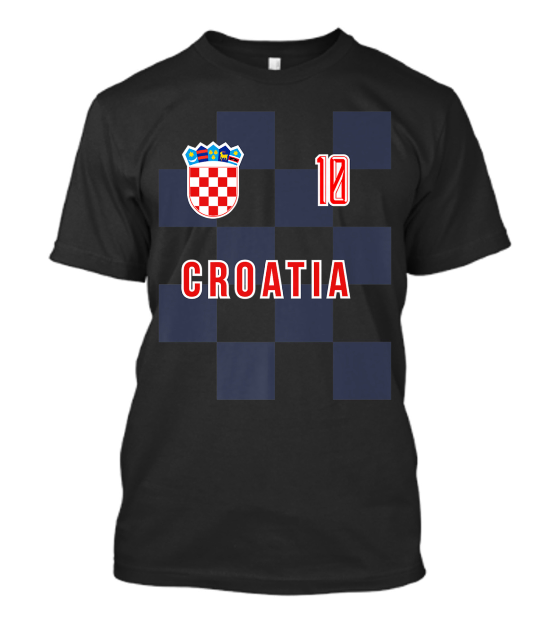 Croatia Soccer Checkered Pattern Jersey Number 10 T-Shirt