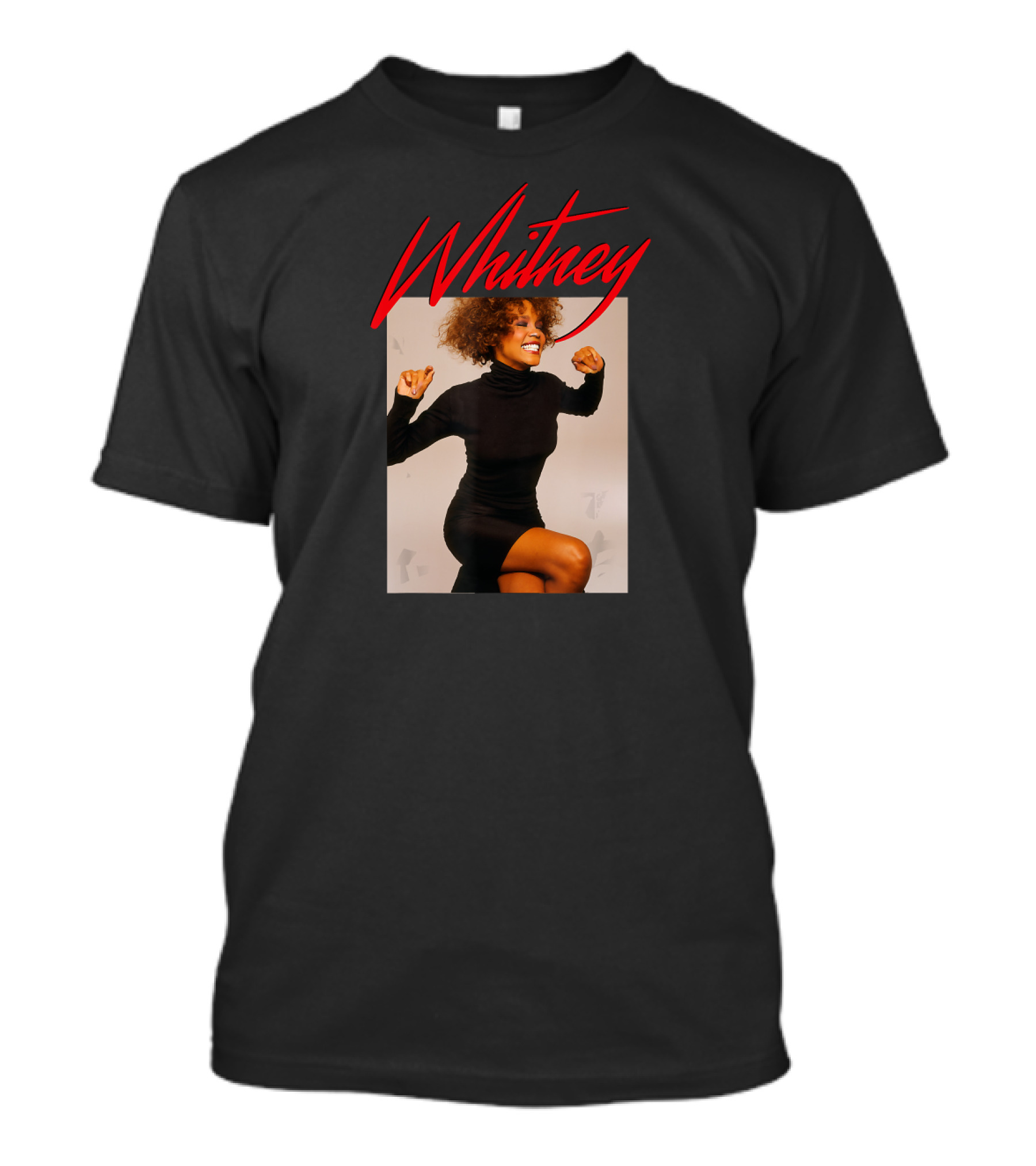 Whitney Houston Vibrant Pose With Red Signature T-Shirt