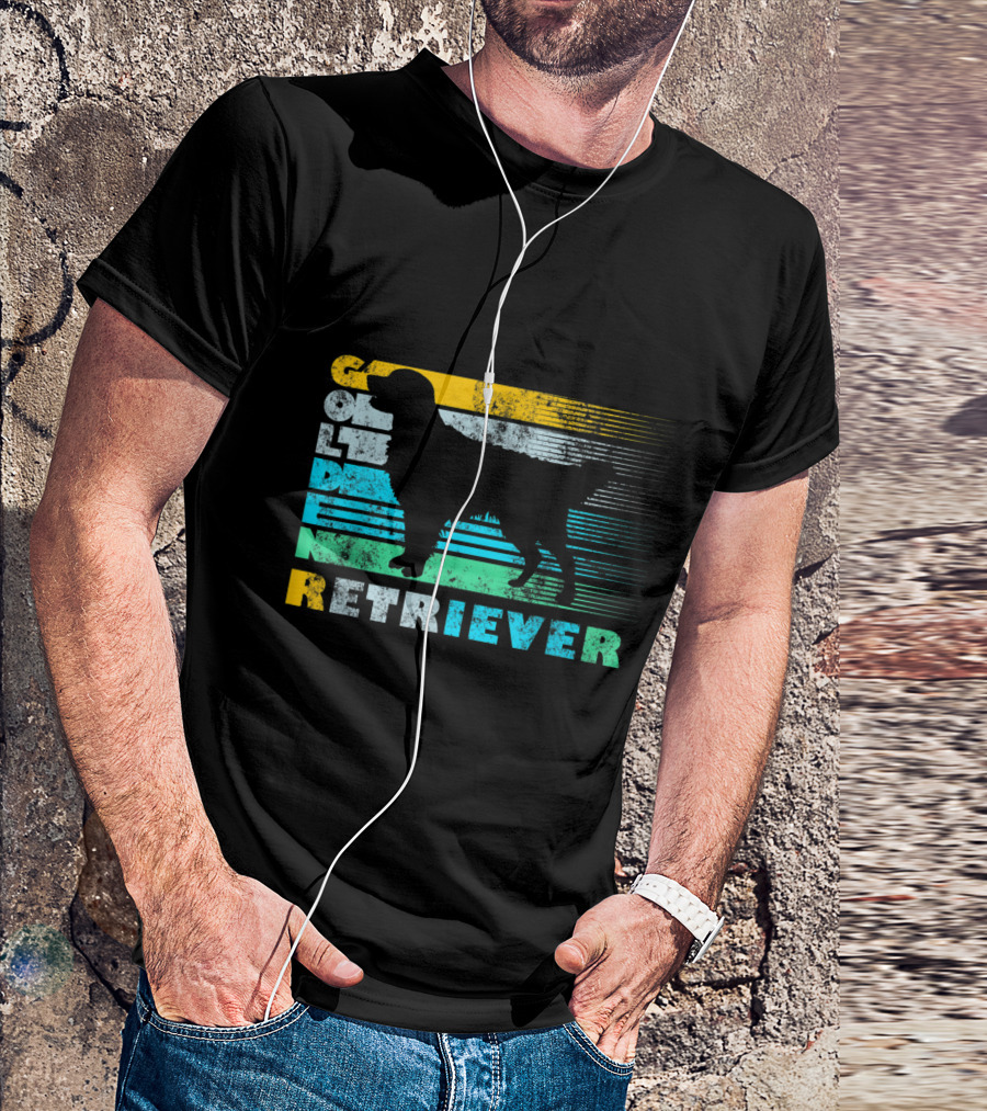 Golden Retriever Retro Striped T-Shirt