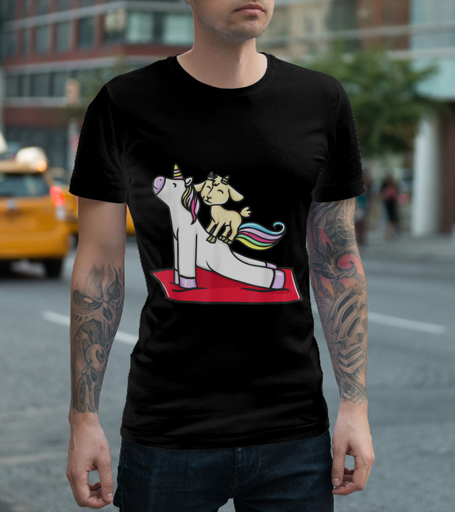 Yoga Unicorn Pose With Playful Goat Balance T-Shirt