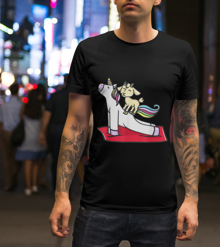 Yoga Unicorn Pose With Playful Goat Balance T-Shirt